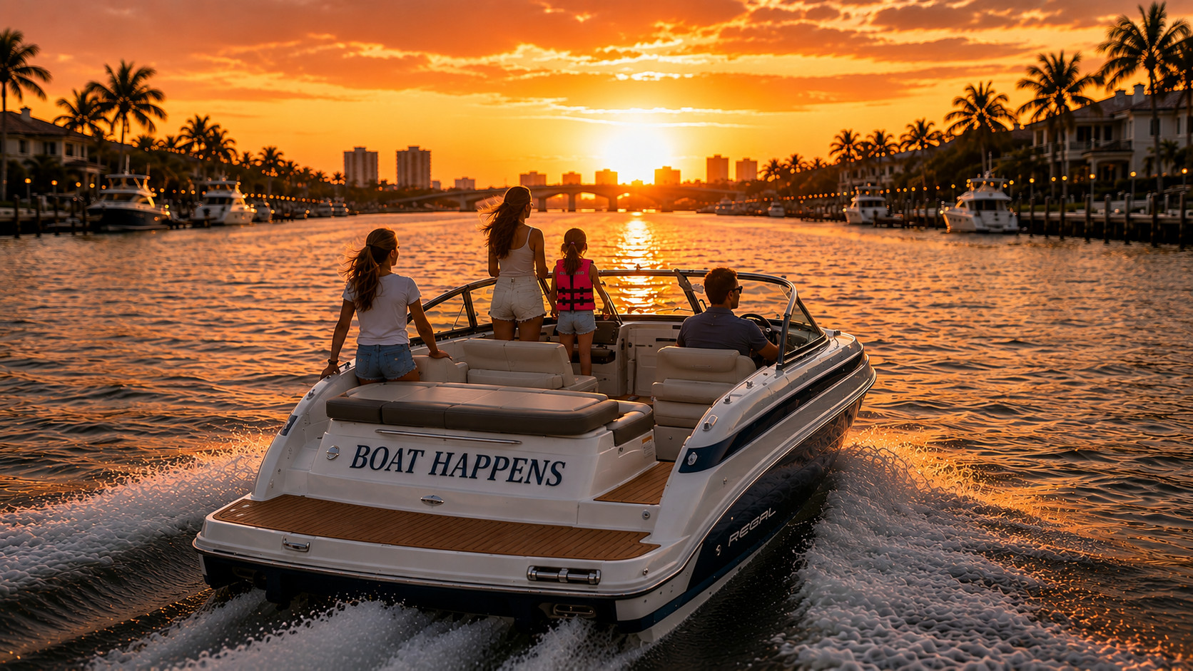 Boat tour at sunset